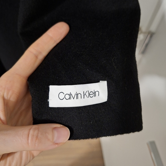 NWOT Calvin Klein Women's Black Wool Maxi Coat with Faux Fur Collar (Size XS) - Picture 10 of 12